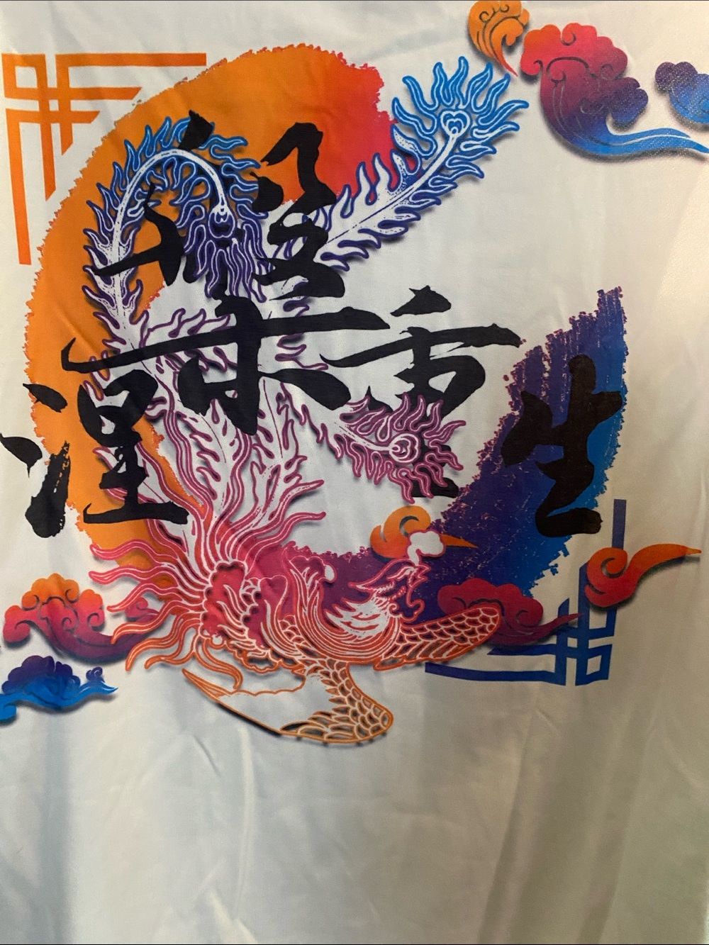 NWOT, Vibrant Phoenix Graphic Tee with Asian Calligraphy